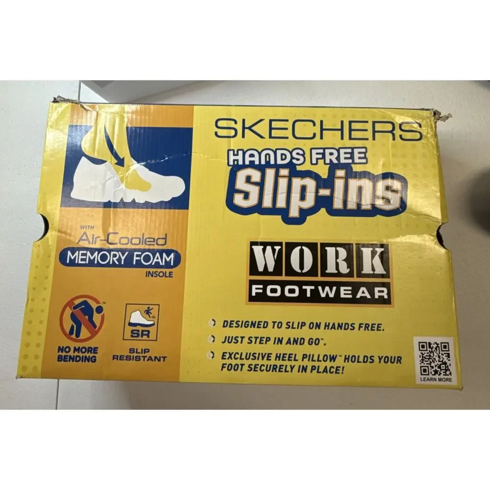 Skechers Men’s Slip-ins Work Shoes Black Slip Resistant Sneaker Size 12